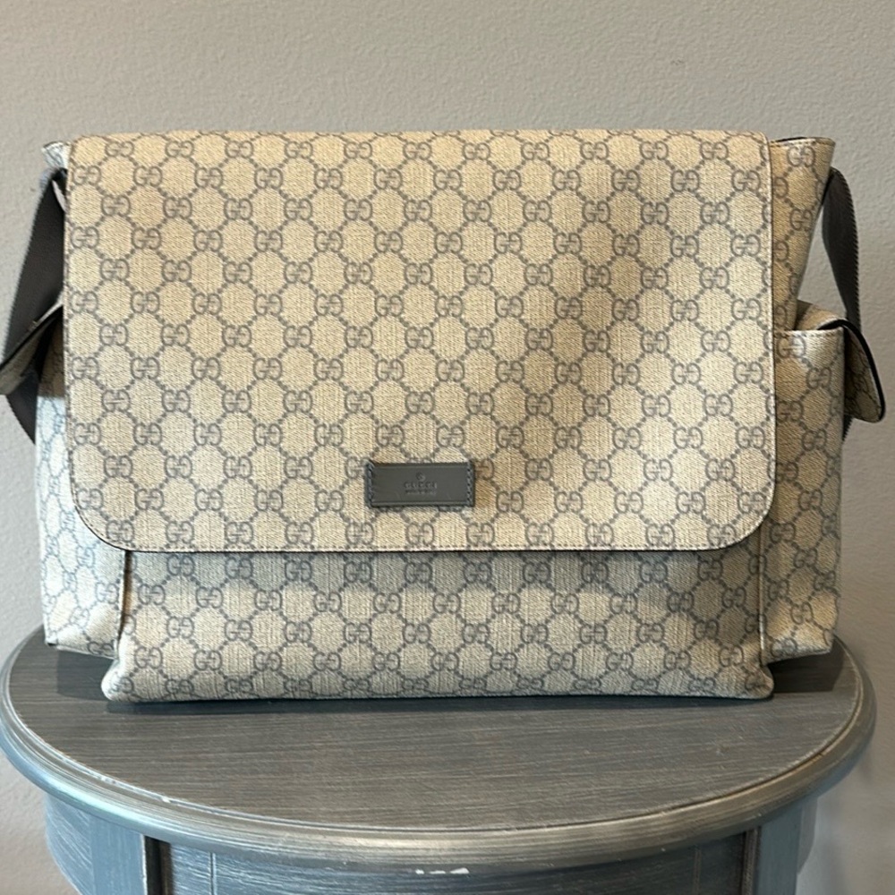 Gray Gucci Diaper Travel Bag